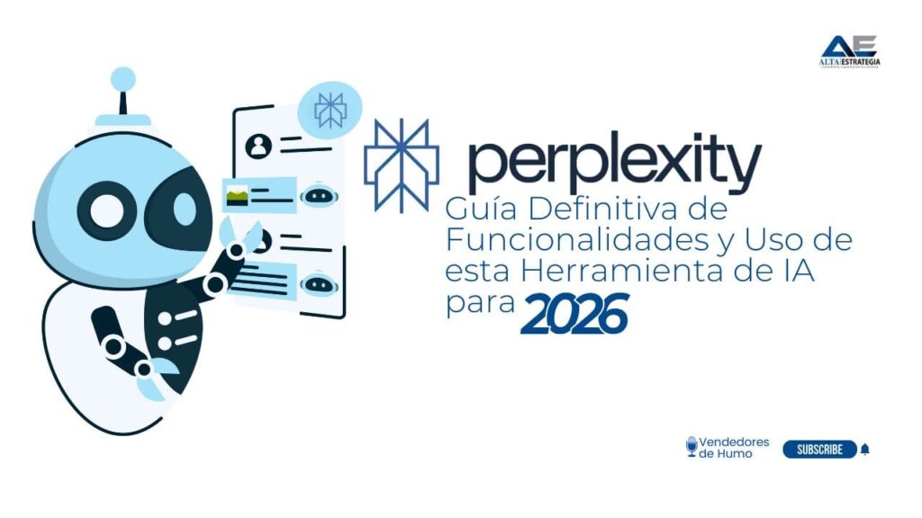 Guía completa de Perplexity AI 2026: motor de búsqueda con inteligencia artificial mostrando interfaz de búsqueda y resultados con fuentes citadas