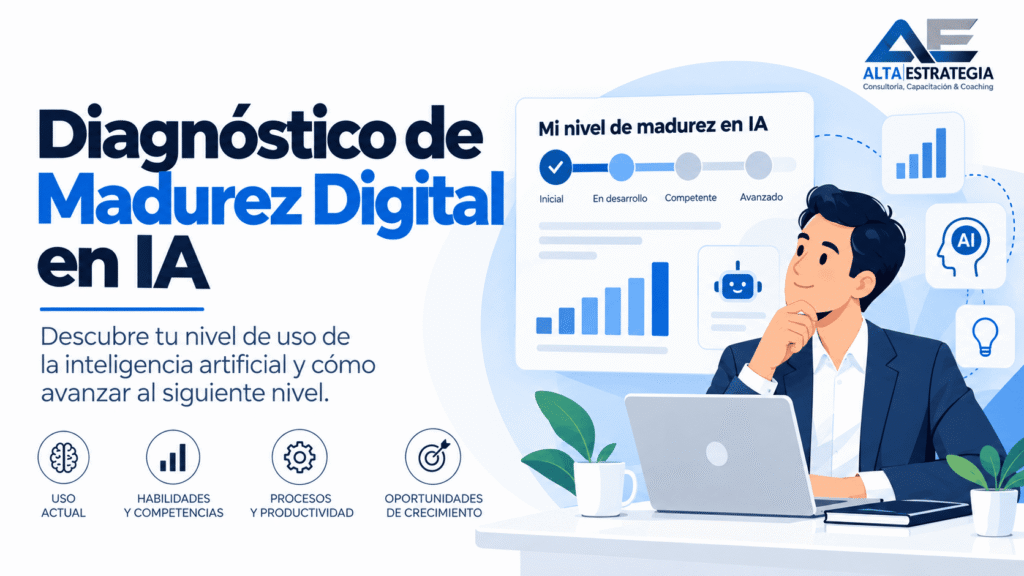Diagnóstico de madurez digital en IA: mando medio revisa niveles y un plan de 30, 60 y 90 días